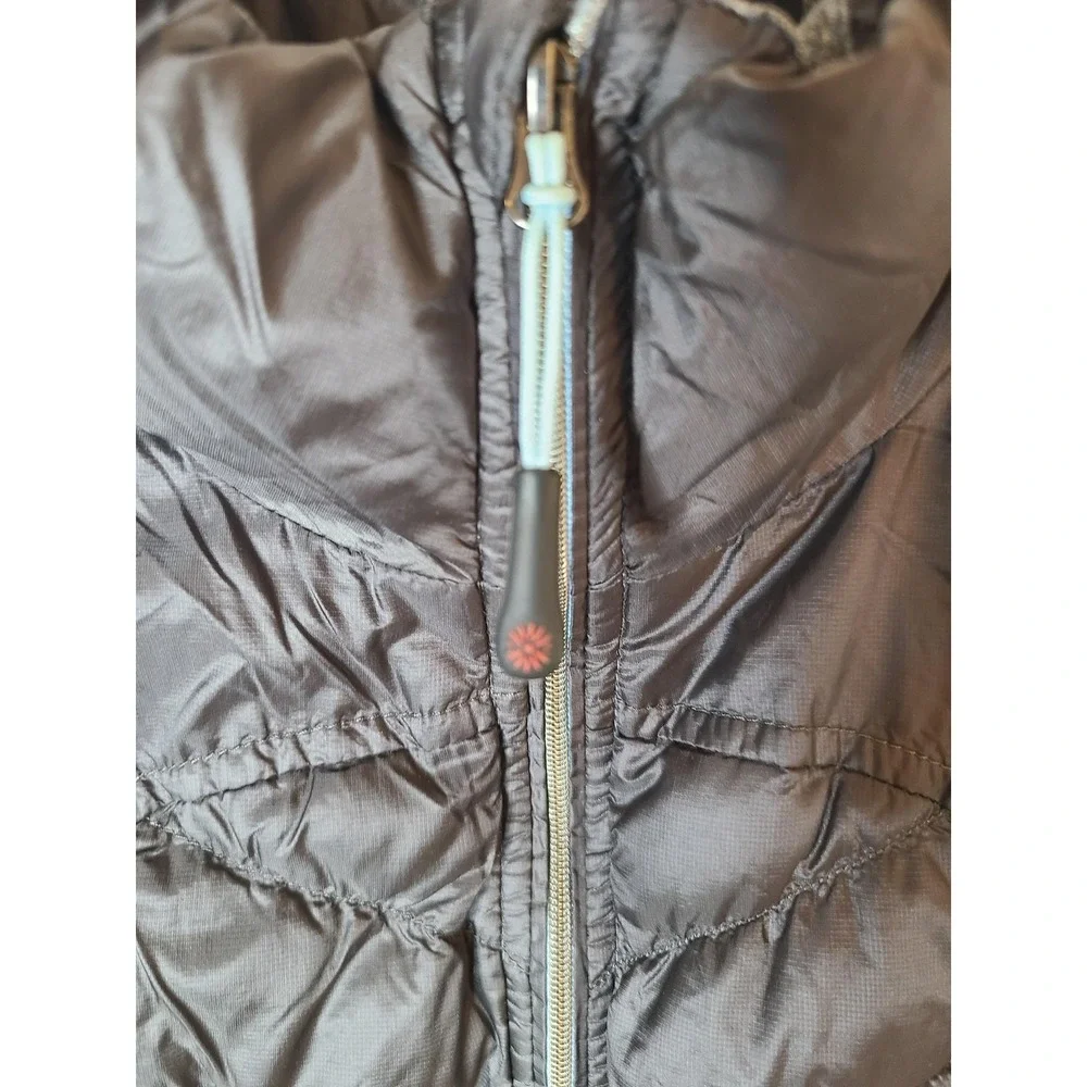 Tangerine Puffy‎ Vest Wm Med Gray Down Lightweight Full Zip Stretch Side Panel